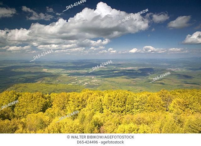 View from Mt. Kekes TV Tower. Mt. Kekes, Tallest Mountain in Hungary (1014m). Kekesteto. Matra Hills. Northern Uplands. Hungary. 2004