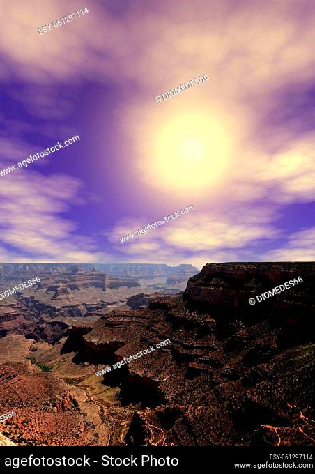 Sunrise in the Grand Canyon Arizona with colorful sky