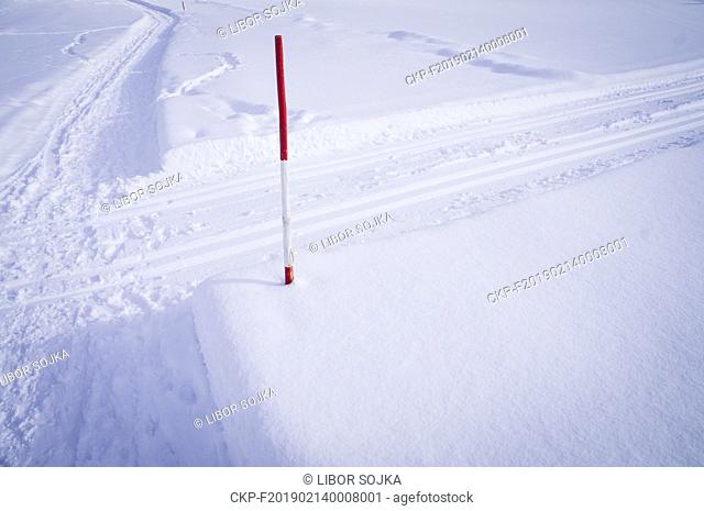 Winter, snow, cross country skiing trails in Schladming Dachstein Region, Mitterberg-Sankt Martin municipality, Styria, Austria, on January 29, 2019