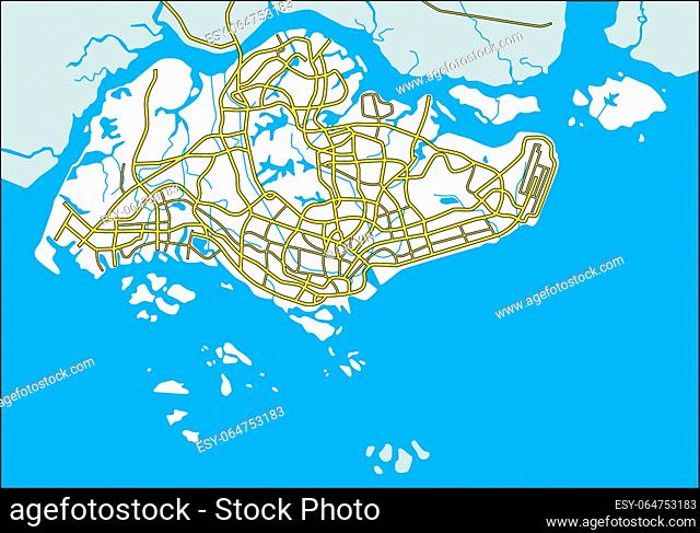 Layered vector illustration map of Singapore