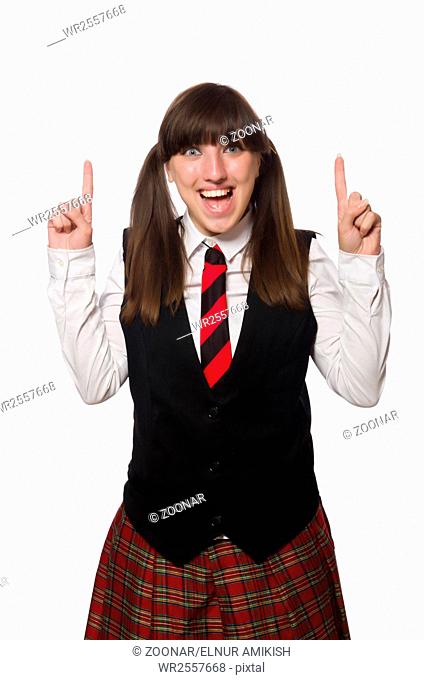 Funny nerd student isolated on white