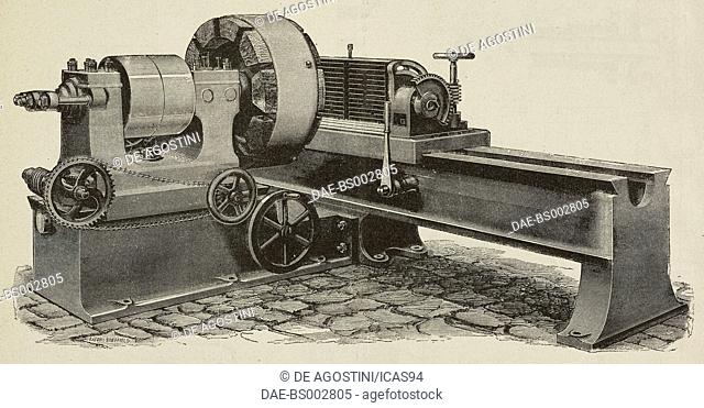 Machine for grinding and working metals, Tasker system, illustration from L'Industria, Rivista tecnica ed economica illustrata, Milan, 1900