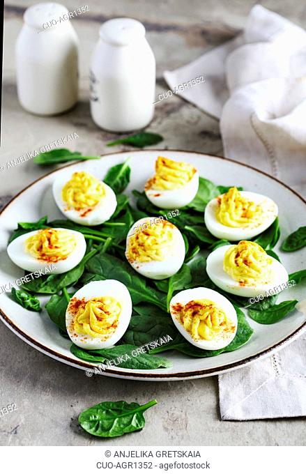 Deviled Eggs with Paprika as an Appetizer
