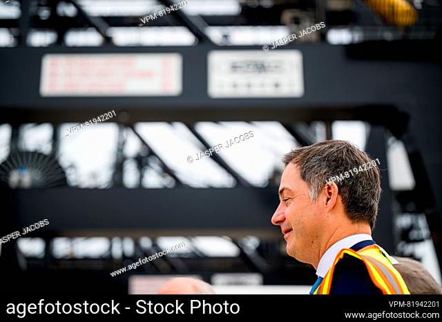 Prime Minister Alexander De Croo pictured during a visit to the Port of Houston, United States of America on Saturday 09 December 2023