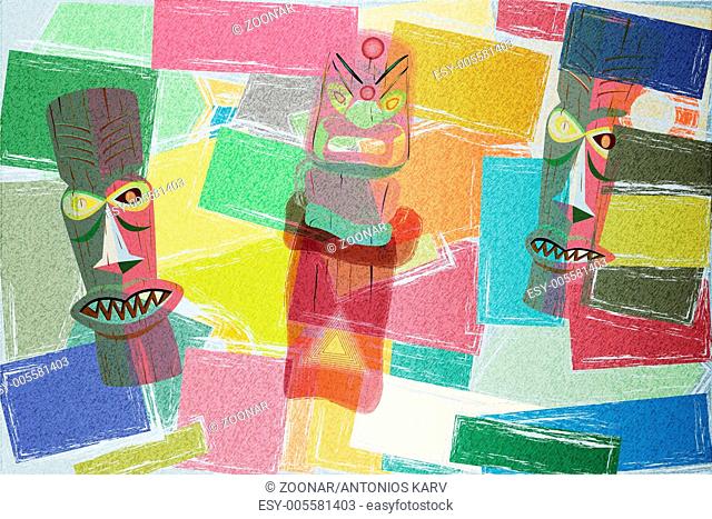 Totem Colorful Cubism Background