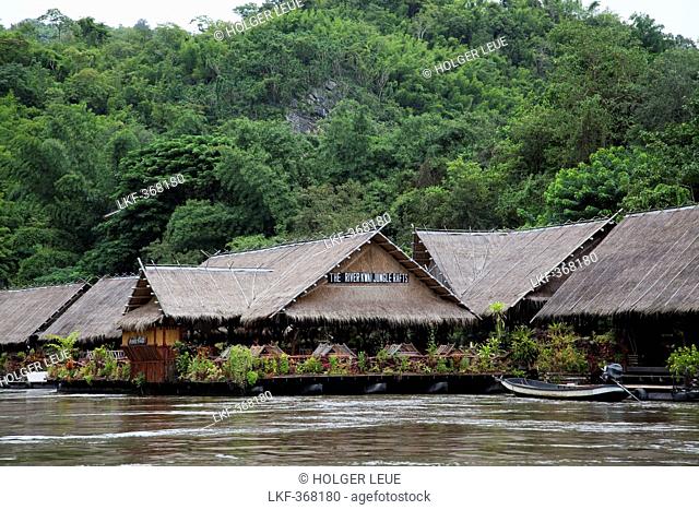 Jungle Rafts floating restaurant and accomodation on River Kwai Noi, near Kanchanaburi, Thailand