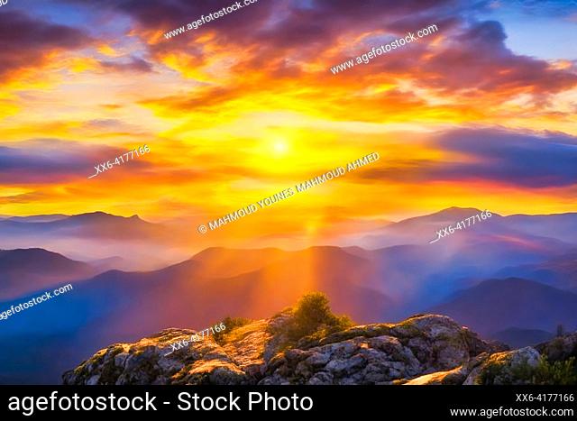 Scenic sunset over mountain Peak