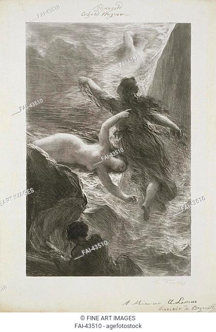 Gold of the Rhine (Das Rheingold) by Fantin-Latour, Henri (1836-1904)/Lithography/Symbolism/1876/France/State Hermitage, St