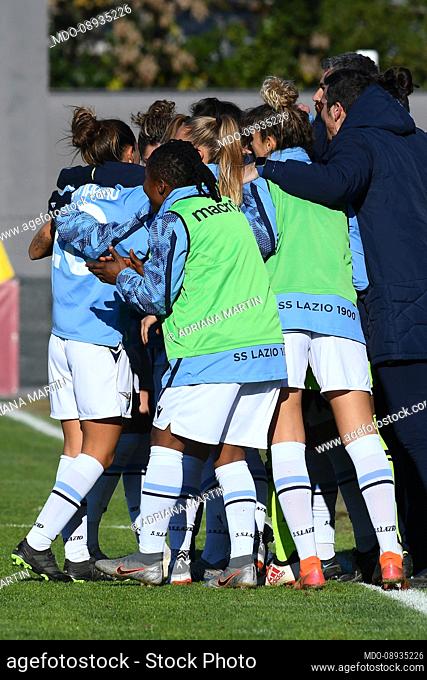 The player of Lazio Adriana Martin celebrating after score the goal during the match Roma woman-Lazio woman at the Tre Fontane Stadium