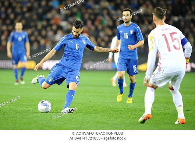 2016 International Football Friendly Italy v Spain Mar 24th. 24.03.2016. Stadio Friuli, Udine, Italy. International Football Friendly Italy versus Spain
