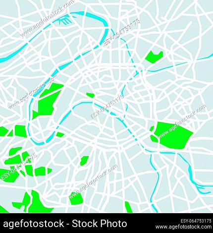 Layered vector illustration map of Paris.