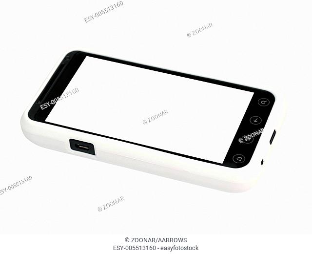 Mobile phone in a white cover