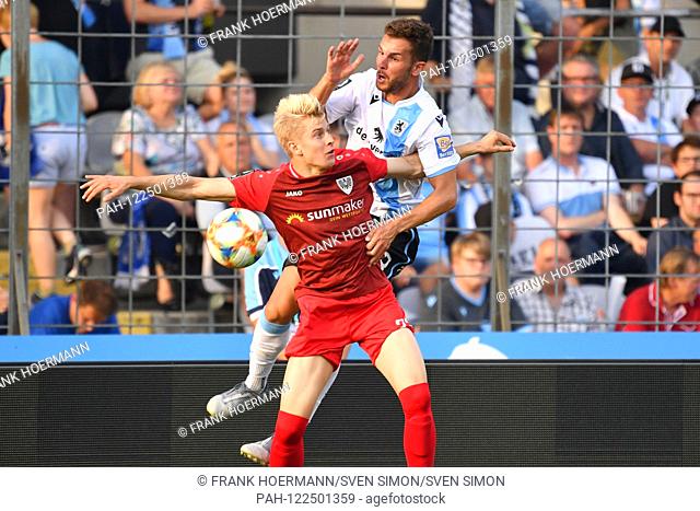 Niklas HEIDEMANN (MS), action, duels versus Simon Seferings (TSV Munich 1860). Soccer 3. Liga, 1. matchday, TSV Munich 1860-Prussia Muenster 1-1, on 19
