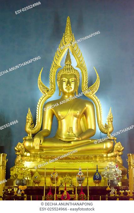 This picture is the model of phra phuttha chinnararath in the marble temple or Wat Benchamabophit Dusitvanaram. It is art and very beautiful