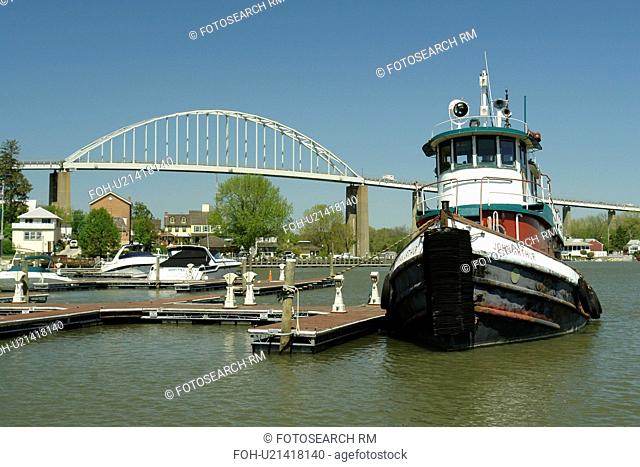 Chesapeake City, MD, Maryland, Chesapeake Bay, Chesapeake & Delaware Canal, marina, bridge, tugboat