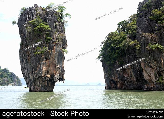 Ko Ta Pu, Ko Tapu or Khao Ta Pu (or James Bond Island) is a karst tower small island. Khao Phing Kan, Ao Phang Nga Marine National Park, Thailand