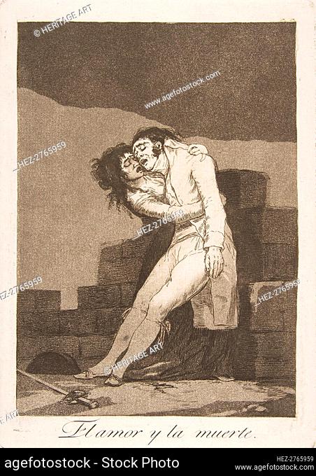Plate 10 from 'Los Caprichos': Love and death (El amor y la muerte), 1799. Creator: Francisco Goya