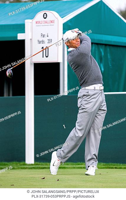 Tiger Woods gets in some time on the driving range and a few holes in preparation to this weekends 2012 World Challenge at Sherwood Country Club on November 27
