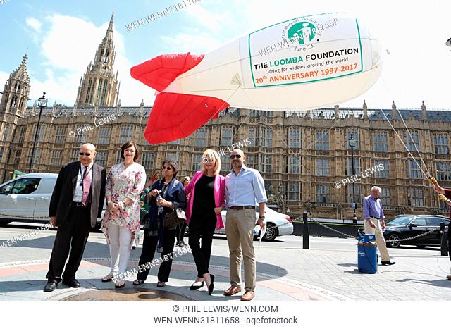 Joanna Lumley, Patron of the Loomba Foundation, unveils new research highlighting UK attitudes towards widowhood and launch a ‘blimp’ airship to promote...