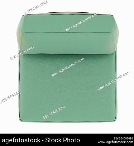 Turquoise leather armchair on isolated background. Top view. 3d rendering