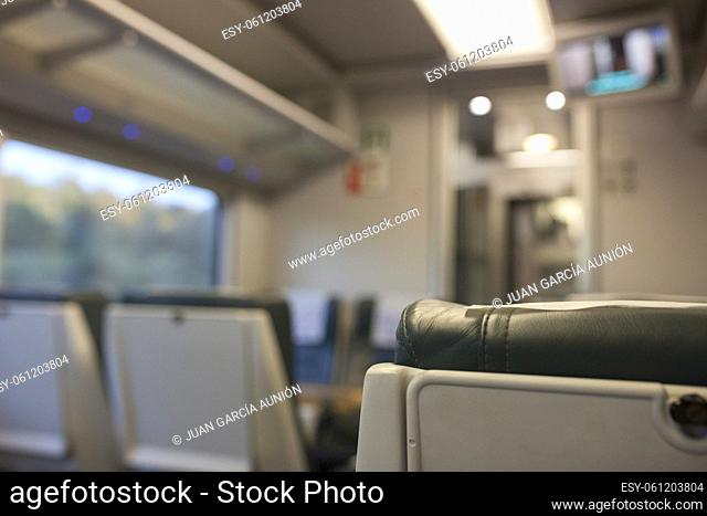Interior of normal class carriage. Selective focus