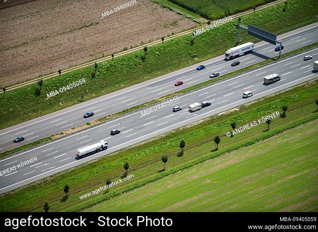 Aerial view of freeway with liquid traffic in Bavaria