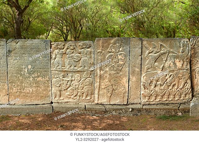 Pictures & images of the North Gate ancient Hittite stele stone slabs with stele of Hittite Gods, mythical beasts and lion as well as carvings of the Phoenician...