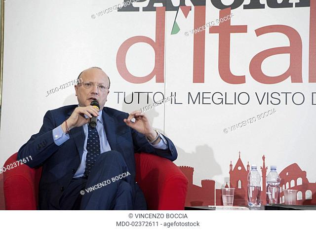 President of Confindustria Vincenzo Boccia being interviewed by Giorgio Mulè, director of Panorama, during the event Panorama d'Italia. Salerno, Italy