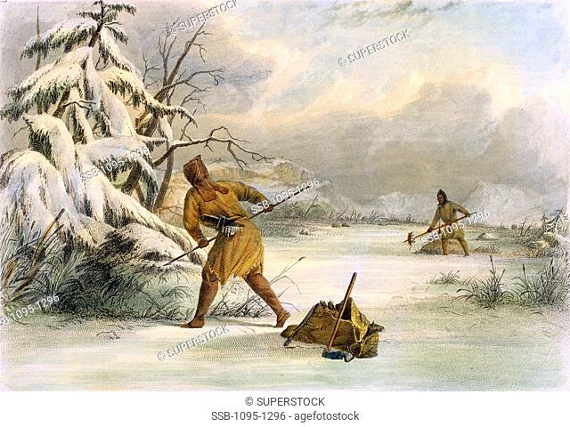 Spearing Muskrats in Winterfrom The American Aboriginal Portfolio by Mary Eastman 1853 Seth Eastman 1808-1878 American Newberry Library, Chicago