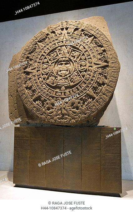 Mexico, Central America, city, National Museum of Anthropology, Aztec calendar stone, sun stone, South America, Februa