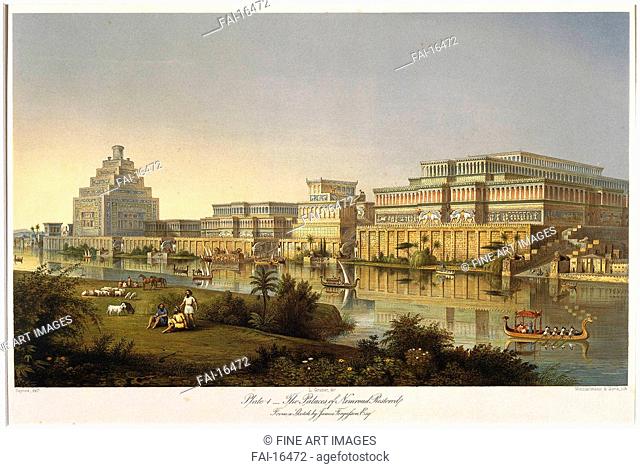 The Palaces of Nimrud Restored (From Discoveries in the Ruins of Nineveh and Babylon by Austen Henry Layard). Anonymous . Colour lithograph