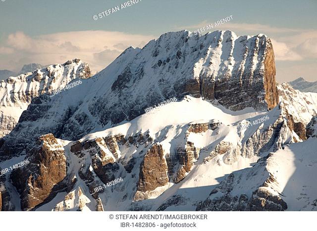 View on Mt. Sichelkamm and Mt. Gamsberg in Eastern Switzerland, Switzerland from Mt. Chaeserrugg in Toggenburg area in winter, Switzerland, Europe