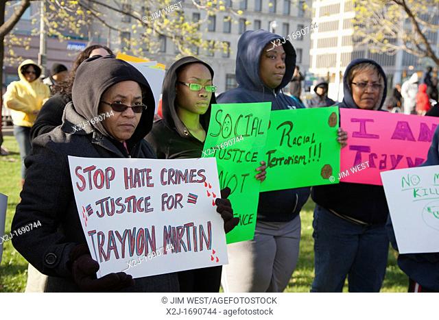 Detroit, Michigan - A rally urging justice for Trayvon Martin, the unarmed African-American teenager who was shot to death in Florida by a neighborhood watch...