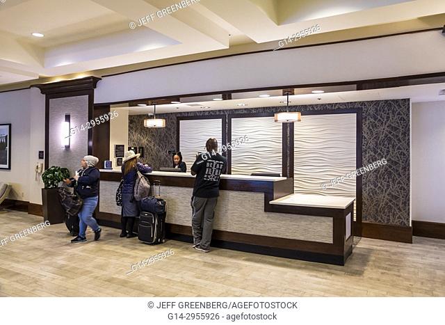 Washington DC, District of Columbia, Homewood Suites by Hilton, hotel, front desk, reservations, Black, woman, agent, guest