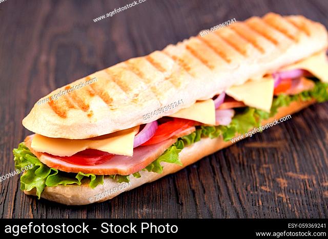 sandwich on a wooden
