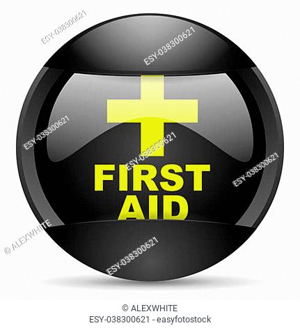 first aid round black web icon on white background
