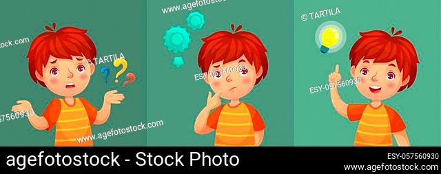Cartoon thinking boy. Emotions and gestures. The concept of learning and  growing children, Stock Vector, Vector And Low Budget Royalty Free Image.  Pic. ESY-057279237 | agefotostock