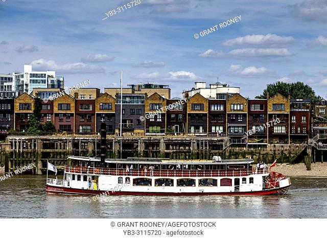 The Elizabethan Paddle Steamer On The River Thames, London, England
