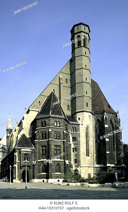 10310197, Austria, Europe, Vienna, landmark, Minoritenkirche, house line, church, forecourt in shade