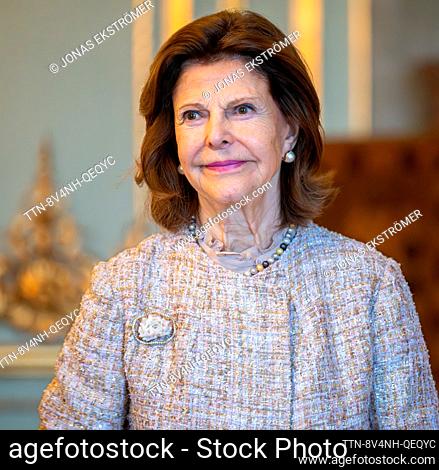 STOCKHOLM 20231221 La reina Silvia de Suecia fotografió durante la recepción del jueves en el Palacio de Estocolmo con motivo del próximo 80 cumpleaños de la...