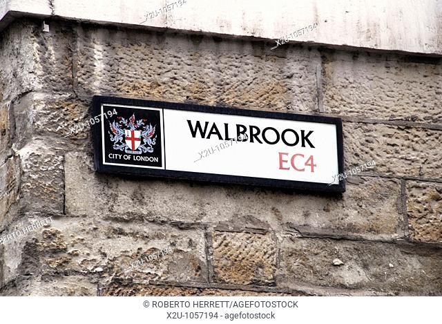 Walbrook street sign in the City of London