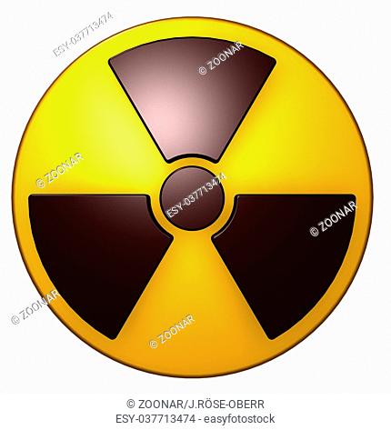 radioaktiv-symbol auf weißem hintergrund - 3d illustration