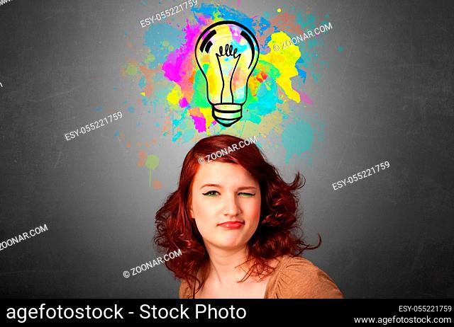 Pretty girl with design thinking concept