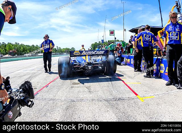 June 22, 2019 - Elkhart Lake, Wisconsin, USA: ALEXANDER ROSSI (27) of the United States prepares to qualify for the REV Group Grand Prix at Road America in...