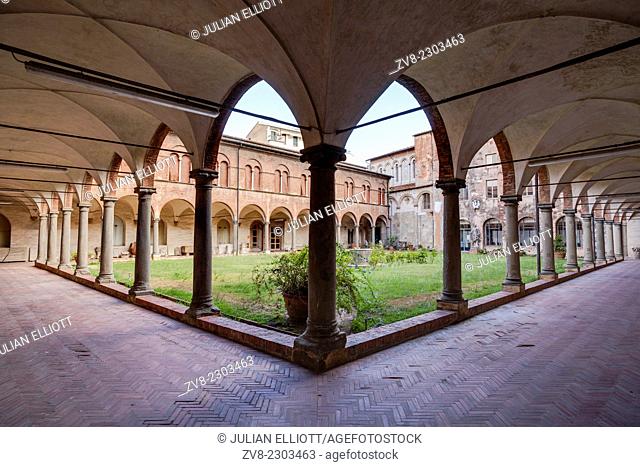 Cloisters inside the Museo Nazionale di San Matteo, Pisa. The museum has a rich collection of antique paintings, including works by Berlinghiero Volterrano and...