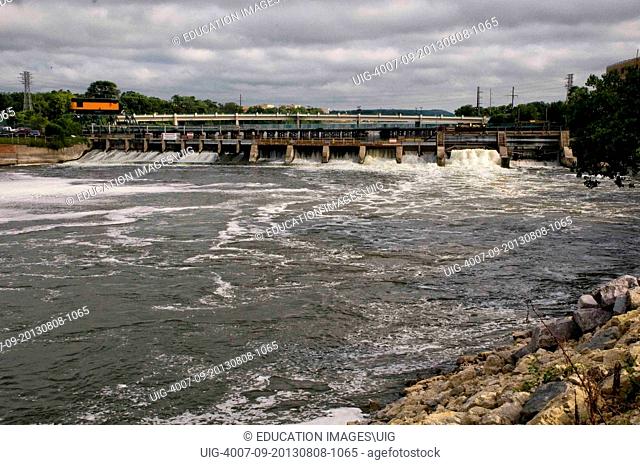 Dam on Rock river, Beloit, Wisconsin