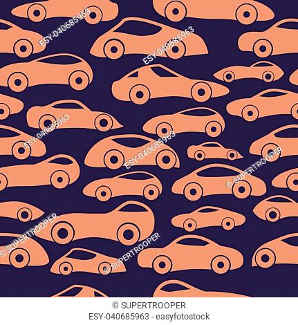 Hand Drawn Doodle Cartoon Seamless Pattern with Little Cars, Traffic Jam, Cars Drawing Seamless Vector Wallpaper, Fun Pattern Background