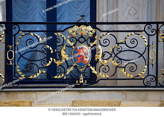 Coat of arms on the railing, Grand-Duc, ducal palace, Palace of the Grand Duke, house of representatives, Grand Ducal Palace, Luxembourg, Europe