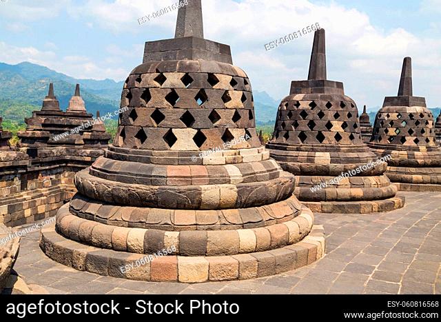 Ancient Buddhist temple of Borobudur, in Magelang, Central Java, Indonesia