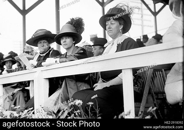Horse Shows - Spectators: Unidentified; Mrs. Nicholas Longworth; Mrs. W. Murray Crane, 1911. Creator: Harris & Ewing